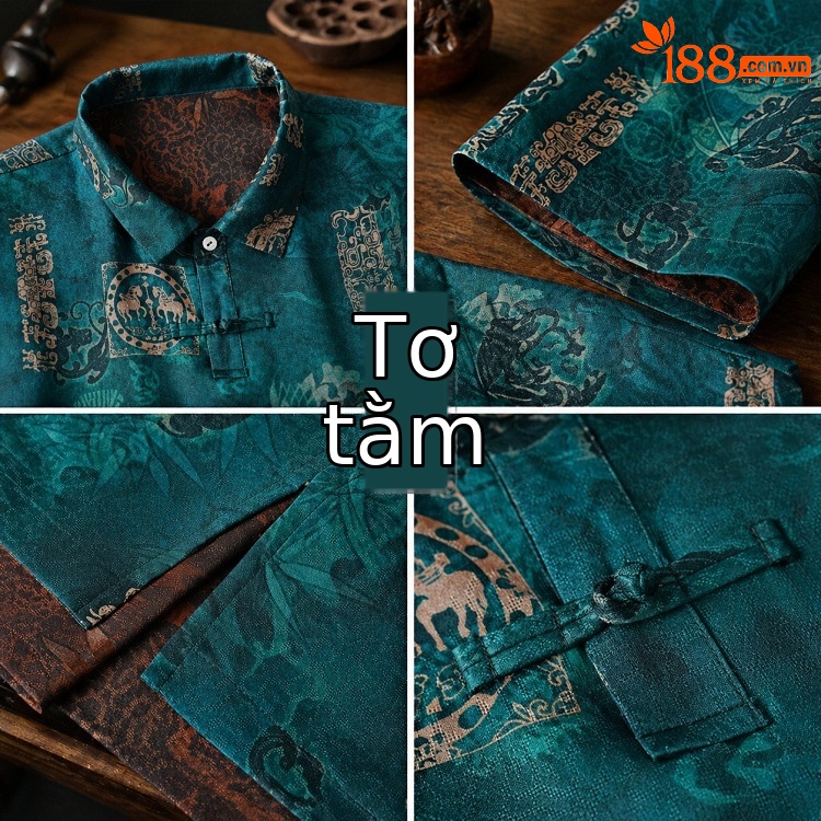 Áo polo nam tay ngắn lụa tơ tằm Mulberry Silk hai mặt cổ bẻ — Xanh da trời8898