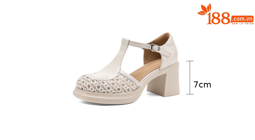 Sandal cao gót nữ mũi nhọn quai chữ T đế dày gót 7 cm — đen chi tiết 4