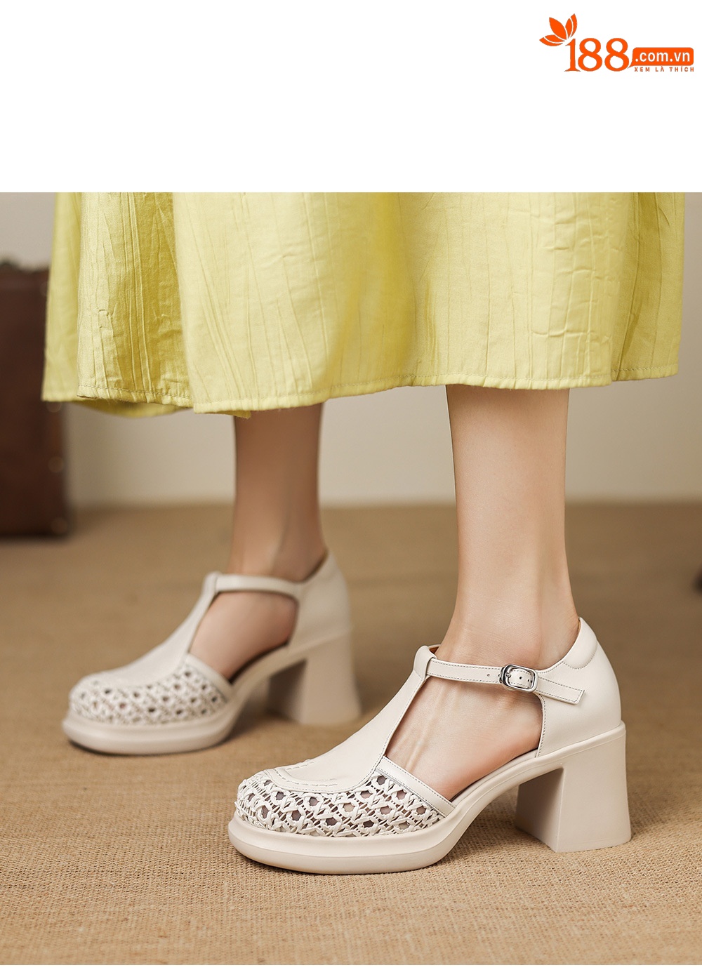 Sandal cao gót nữ mũi nhọn quai chữ T đế dày gót 7 cm — đen chi tiết 12