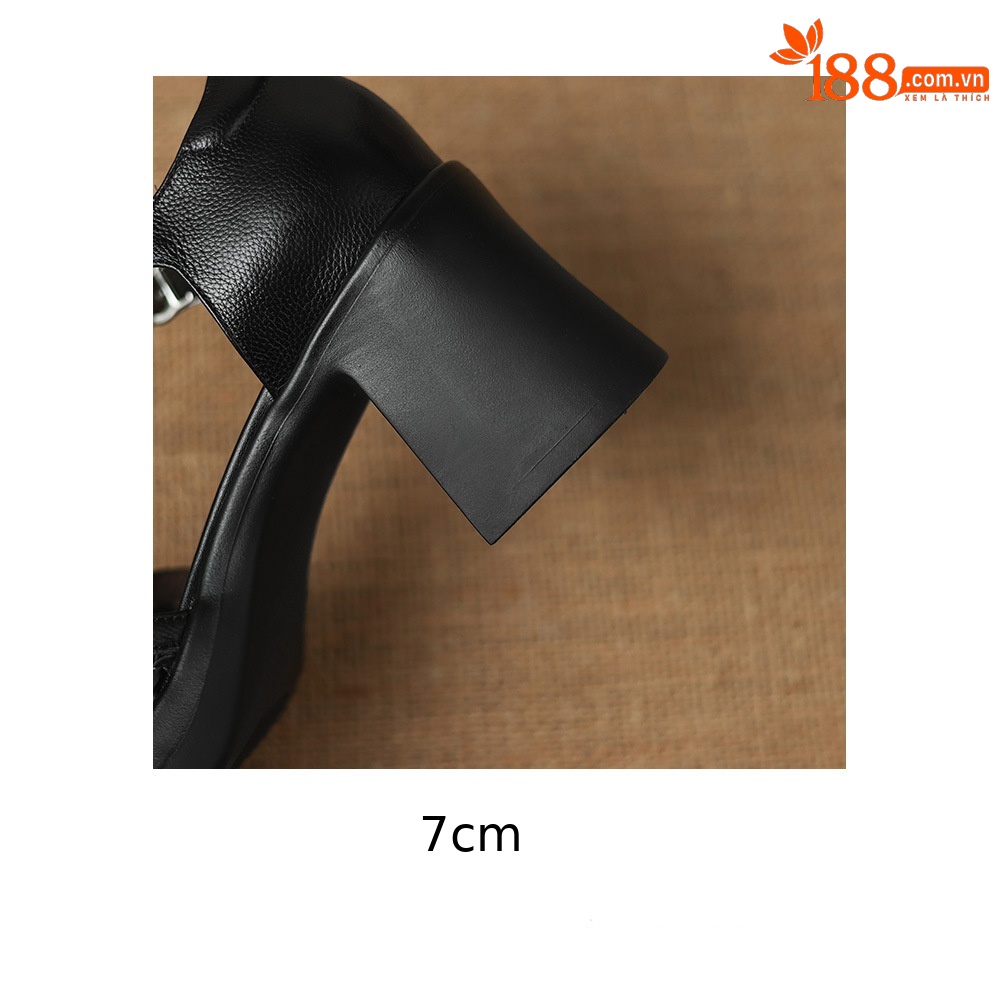 Sandal cao gót nữ mũi nhọn quai chữ T đế dày gót 7 cm — đen chi tiết 23