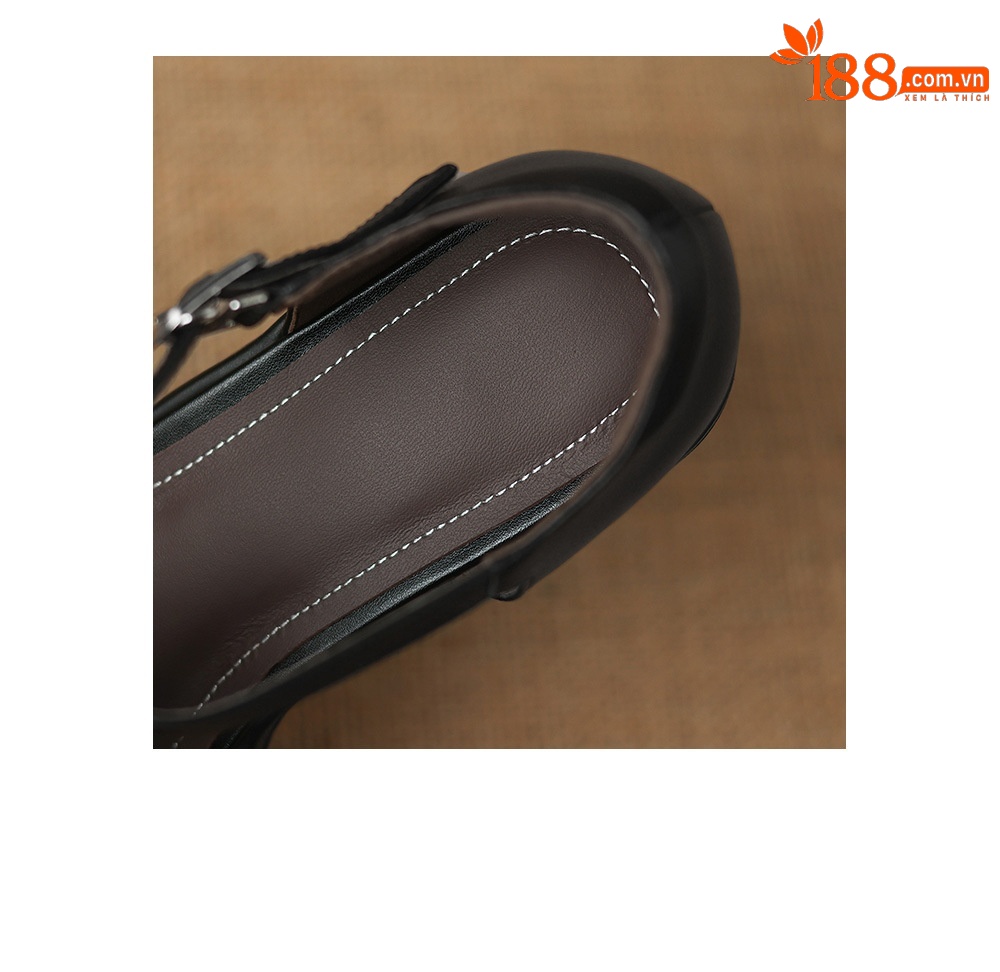 Sandal cao gót nữ mũi nhọn quai chữ T đế dày gót 7 cm — đen chi tiết 25