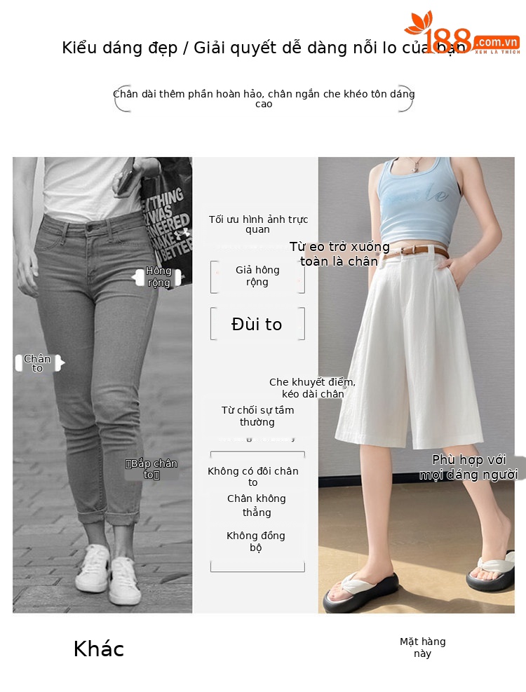 Quần culottes nữ ống rộng eo cao chất liệu lụa lanh mỏng nhẹ — Màu kaki 5 điểm chi tiết 38