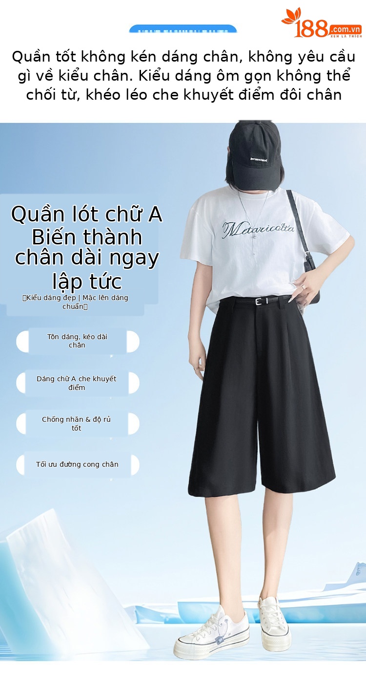 Quần culottes nữ ống rộng eo cao chất liệu lụa lanh mỏng nhẹ — Màu kaki 5 điểm chi tiết 7