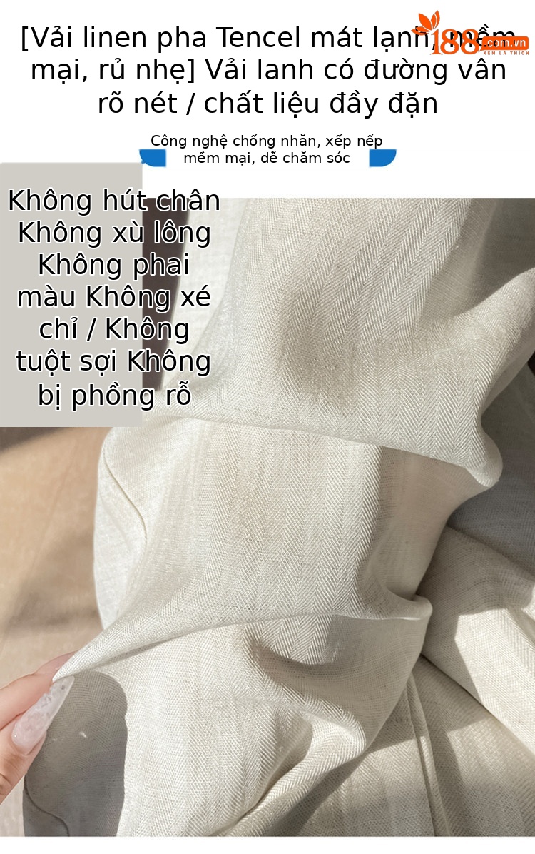 Quần culottes nữ ống rộng eo cao chất liệu lụa lanh mỏng nhẹ — Màu kaki 5 điểm chi tiết 15