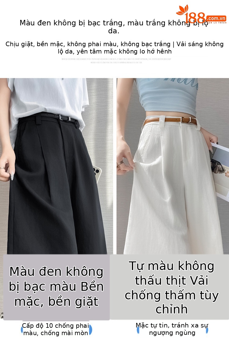 Quần culottes nữ ống rộng eo cao chất liệu lụa lanh mỏng nhẹ — Màu kaki 5 điểm chi tiết 23