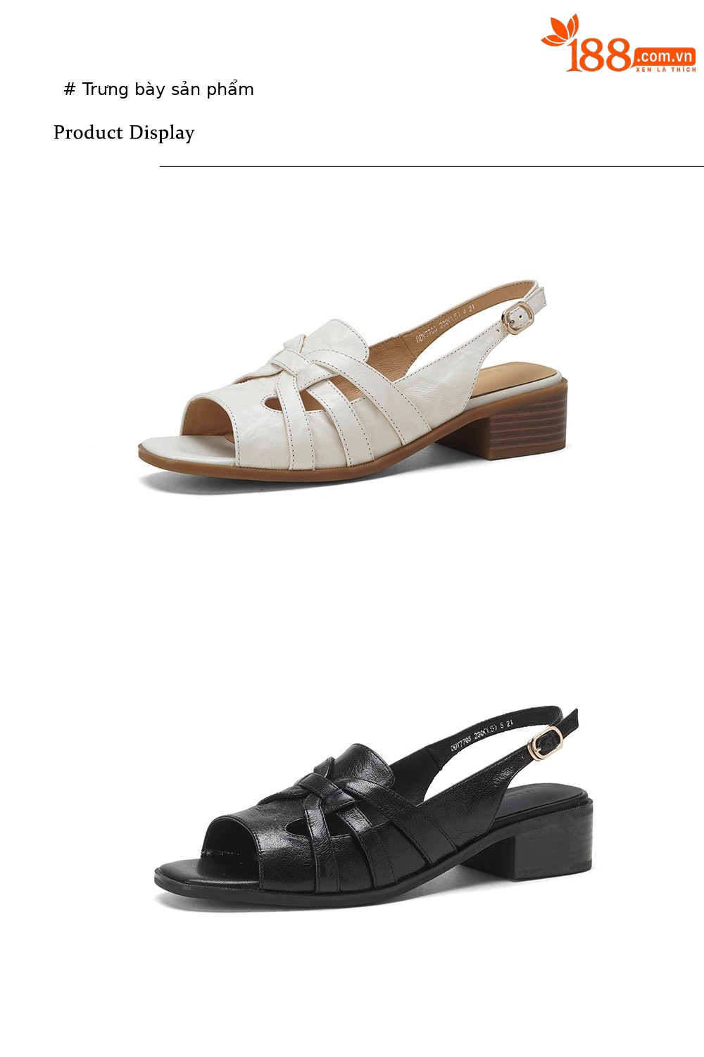 Sandal nữ hở mũi da cừu gót thô phong cách La Mã quai chữ T — đen chi tiết 20