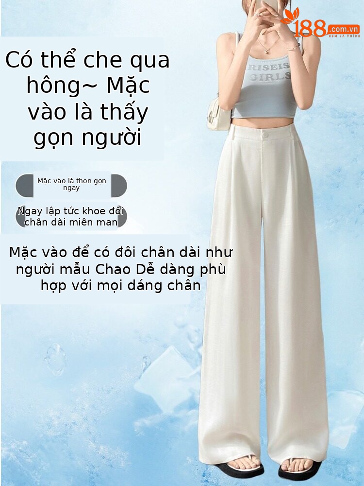 Quần culottes nữ ống rộng cạp cao vải linen phối sợi tencel, dáng suông dài chấm đất, phong cách Hàn Quốc mùa hè — Trắng Extended