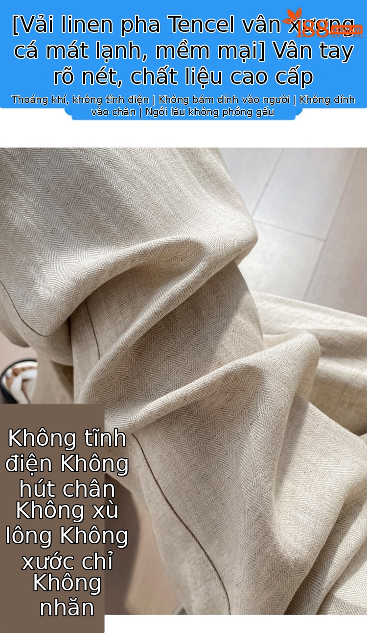 Quần culottes nữ ống rộng cạp cao vải linen phối sợi tencel, dáng suông dài chấm đất, phong cách Hàn Quốc mùa hè — Trắng Extended chi tiết 12