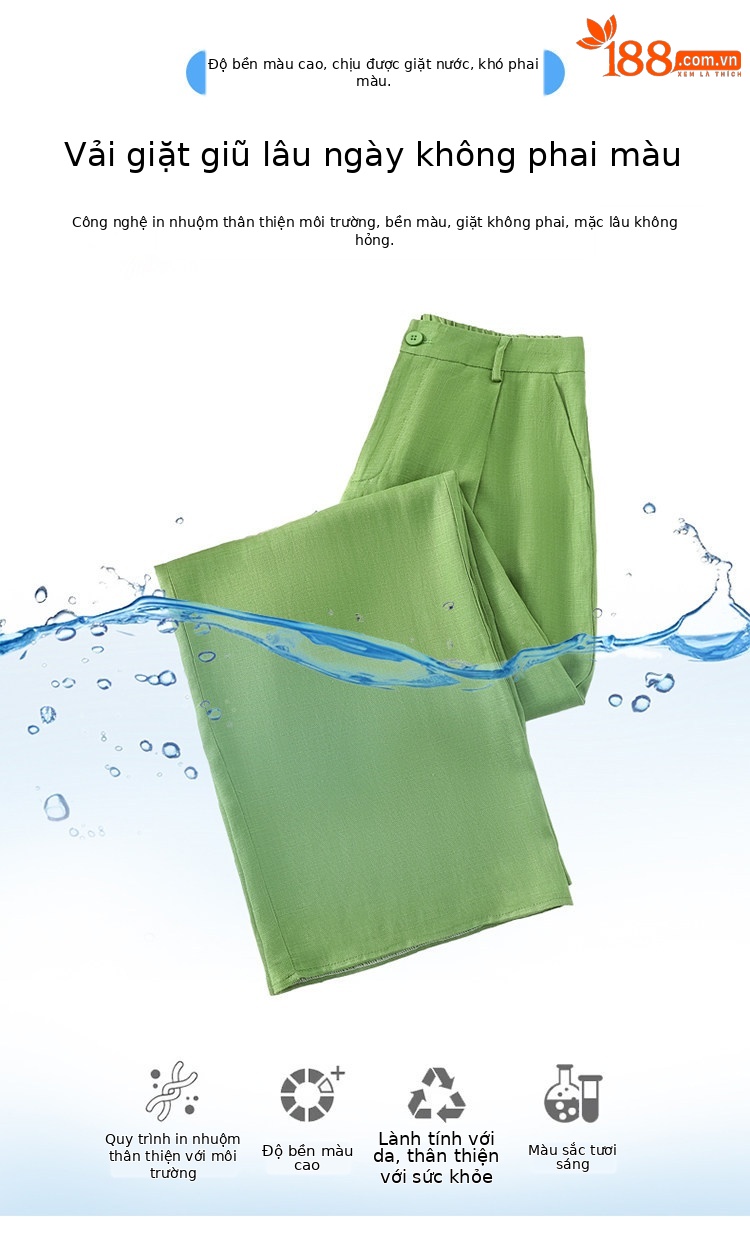 Quần culottes nữ ống rộng cạp cao vải linen phối sợi tencel, dáng suông dài chấm đất, phong cách Hàn Quốc mùa hè — Trắng Extended chi tiết 39