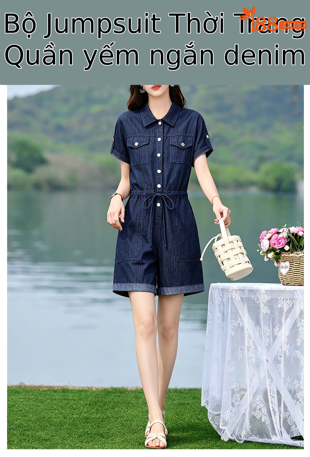 Jumpsuit nữ dài tay denim mỏng mùa hè thiết kế cao cấp trẻ trung E833 — Màu ảnh chi tiết 1