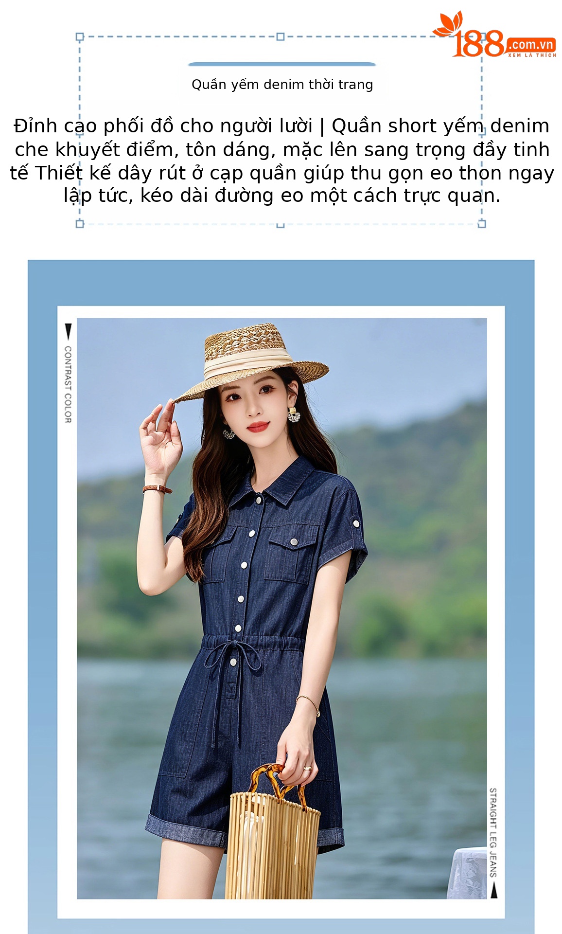 Jumpsuit nữ dài tay denim mỏng mùa hè thiết kế cao cấp trẻ trung E833 — Màu ảnh chi tiết 2