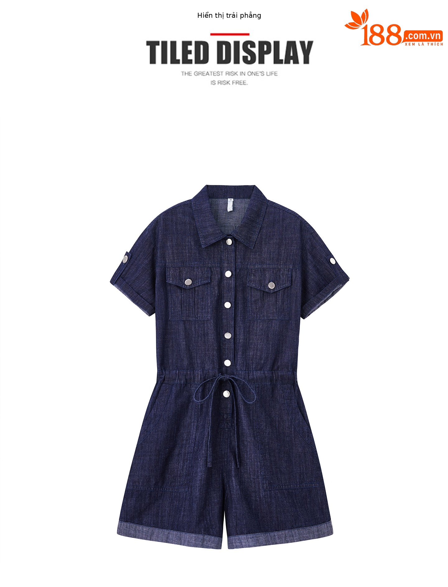 Jumpsuit nữ dài tay denim mỏng mùa hè thiết kế cao cấp trẻ trung E833 — Màu ảnh chi tiết 14