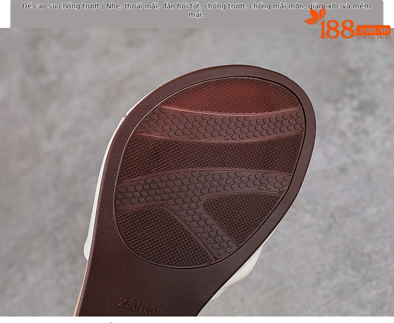Sandal nữ da bò thật phong cách cổ điển, đế bệt thủ công, mũi nhăn — màu be chi tiết 7