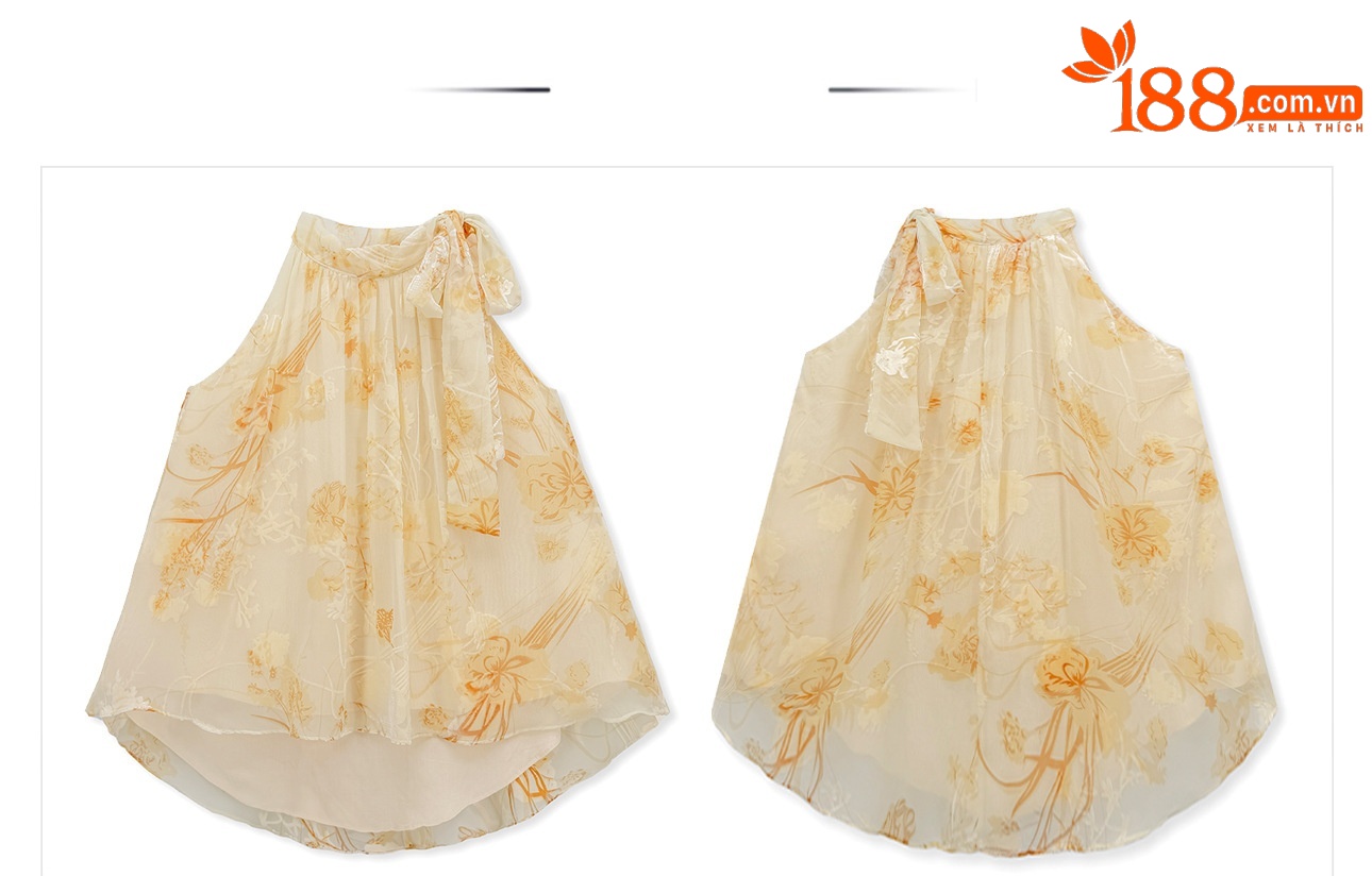 Áo vest nữ không tay họa tiết hoa nhung — Trang chủ, Vàng lụa chi tiết 18