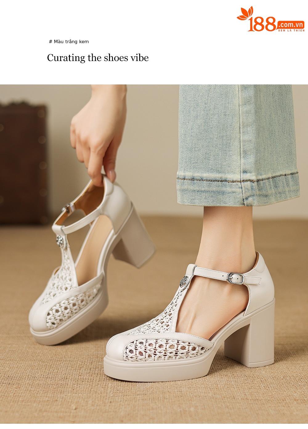 Sandal cao gót nữ mũi nhọn quai chữ T đế dày gót 8.5 cm phong cách vintage — đen chi tiết 11