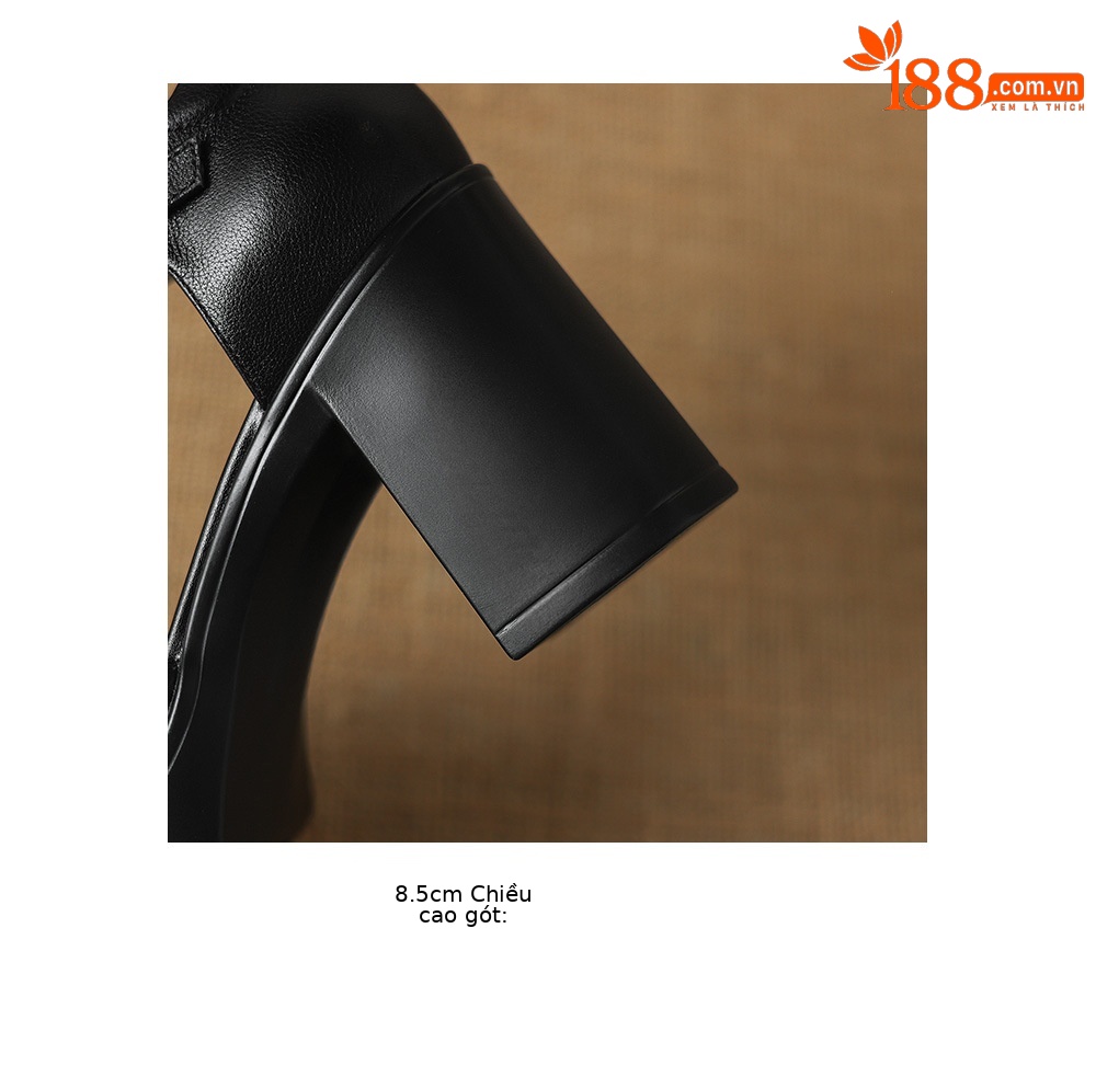Sandal cao gót nữ mũi nhọn quai chữ T đế dày gót 8.5 cm phong cách vintage — đen chi tiết 18
