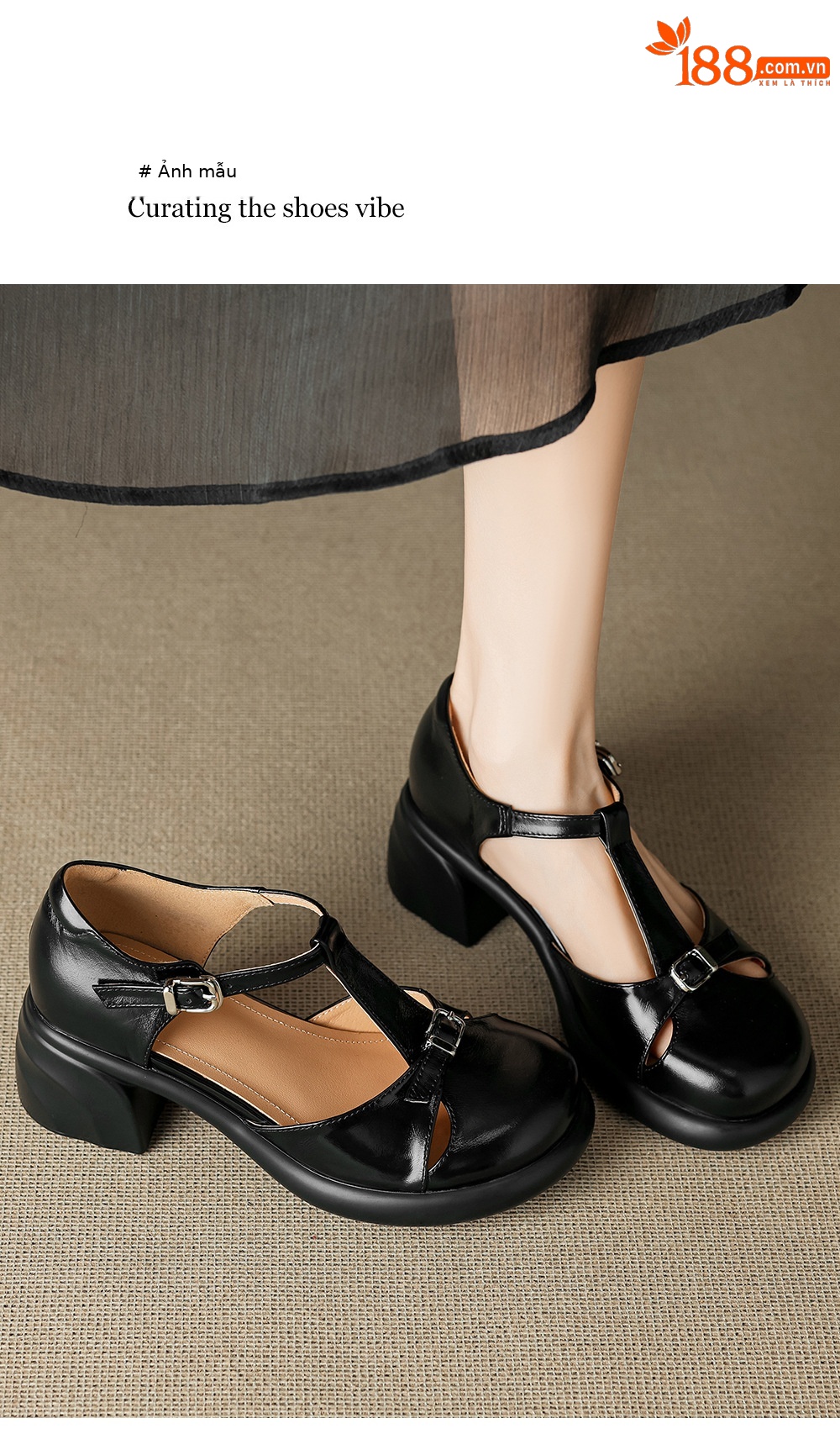 Sandal cao gót nữ mũi nhọn bít đế dày gót 6 cm phong cách đơn giản — đen chi tiết 7