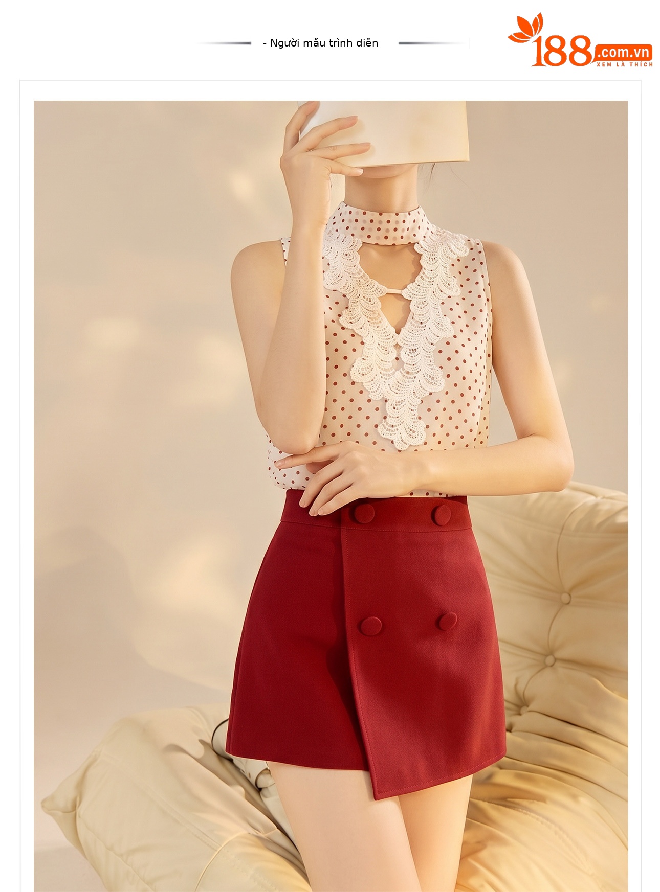 Set vest và chân váy ngắn họa tiết chấm bi phong cách Tân Trung Hoa mùa hè — Trang phục [Vest+Half Dress], nửa váy, Trang phục [Áo vest+quần short], quần đùi chi tiết 1