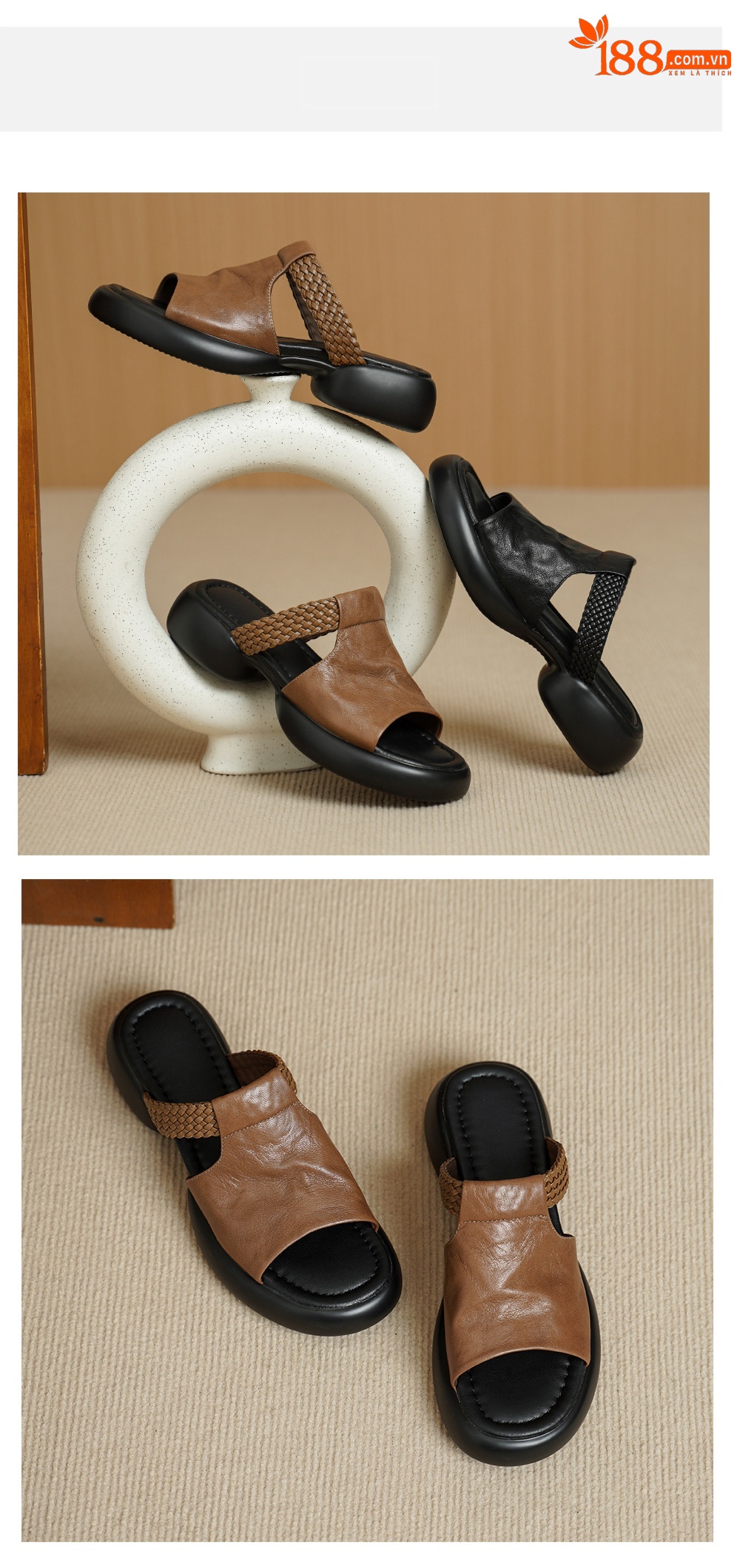 Sandal nữ đế bệt 4cm dáng xỏ ngón mùa hè đơn giản — đen chi tiết 11