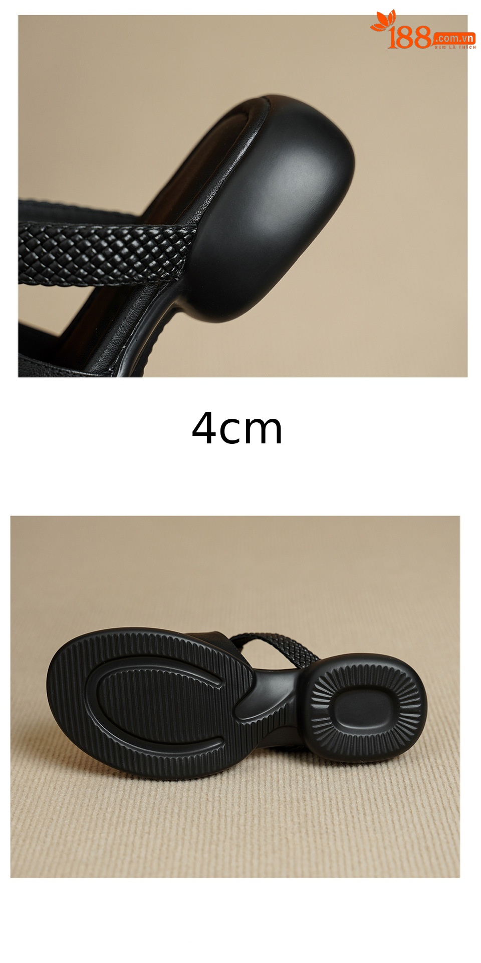Sandal nữ đế bệt 4cm dáng xỏ ngón mùa hè đơn giản — đen chi tiết 17