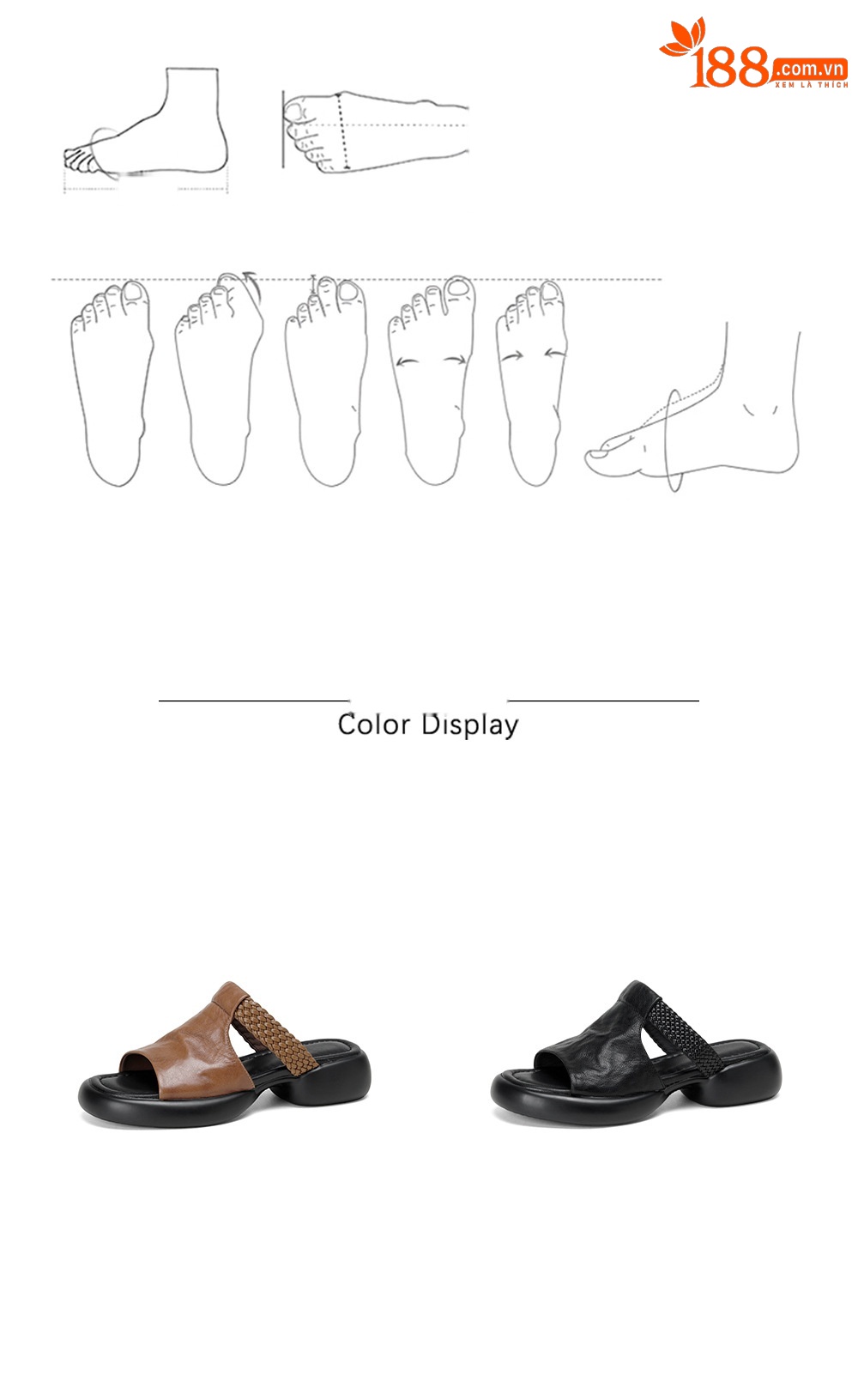 Sandal nữ đế bệt 4cm dáng xỏ ngón mùa hè đơn giản — đen chi tiết 4