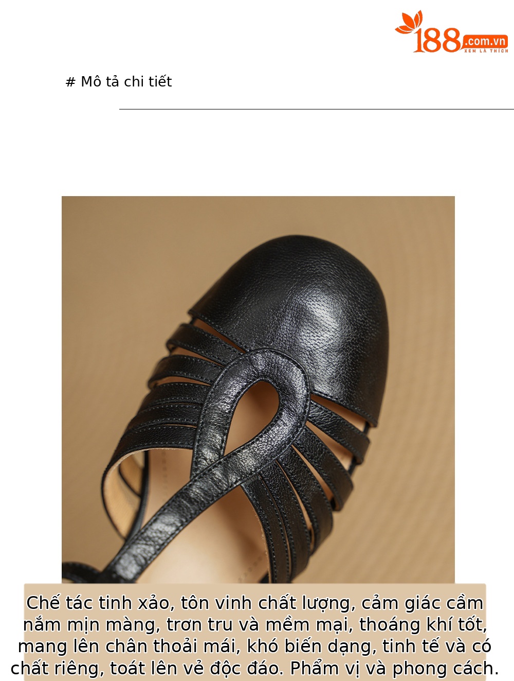 Sandal nữ da cừu bện quai chữ T mũi kín gót 4 cm — đen chi tiết 18