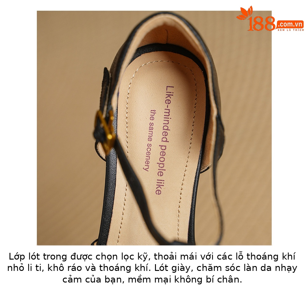 Sandal nữ da cừu bện quai chữ T mũi kín gót 4 cm — đen chi tiết 19
