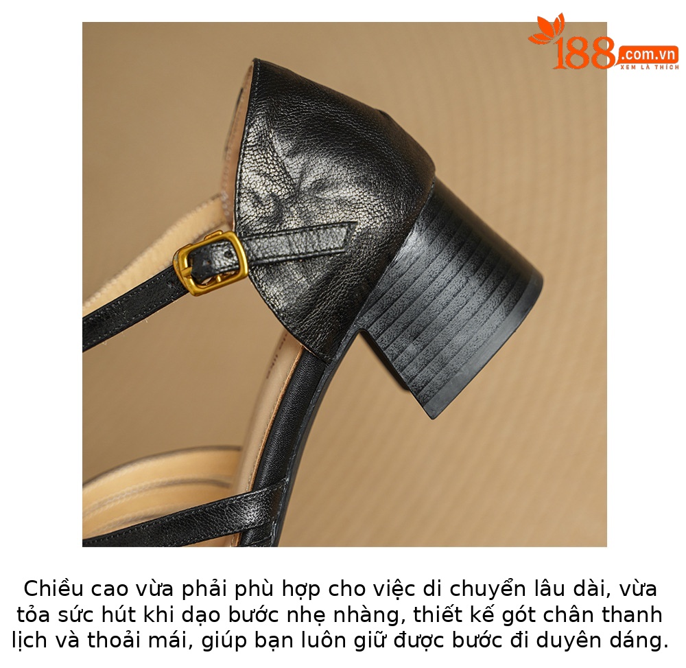 Sandal nữ da cừu bện quai chữ T mũi kín gót 4 cm — đen chi tiết 20