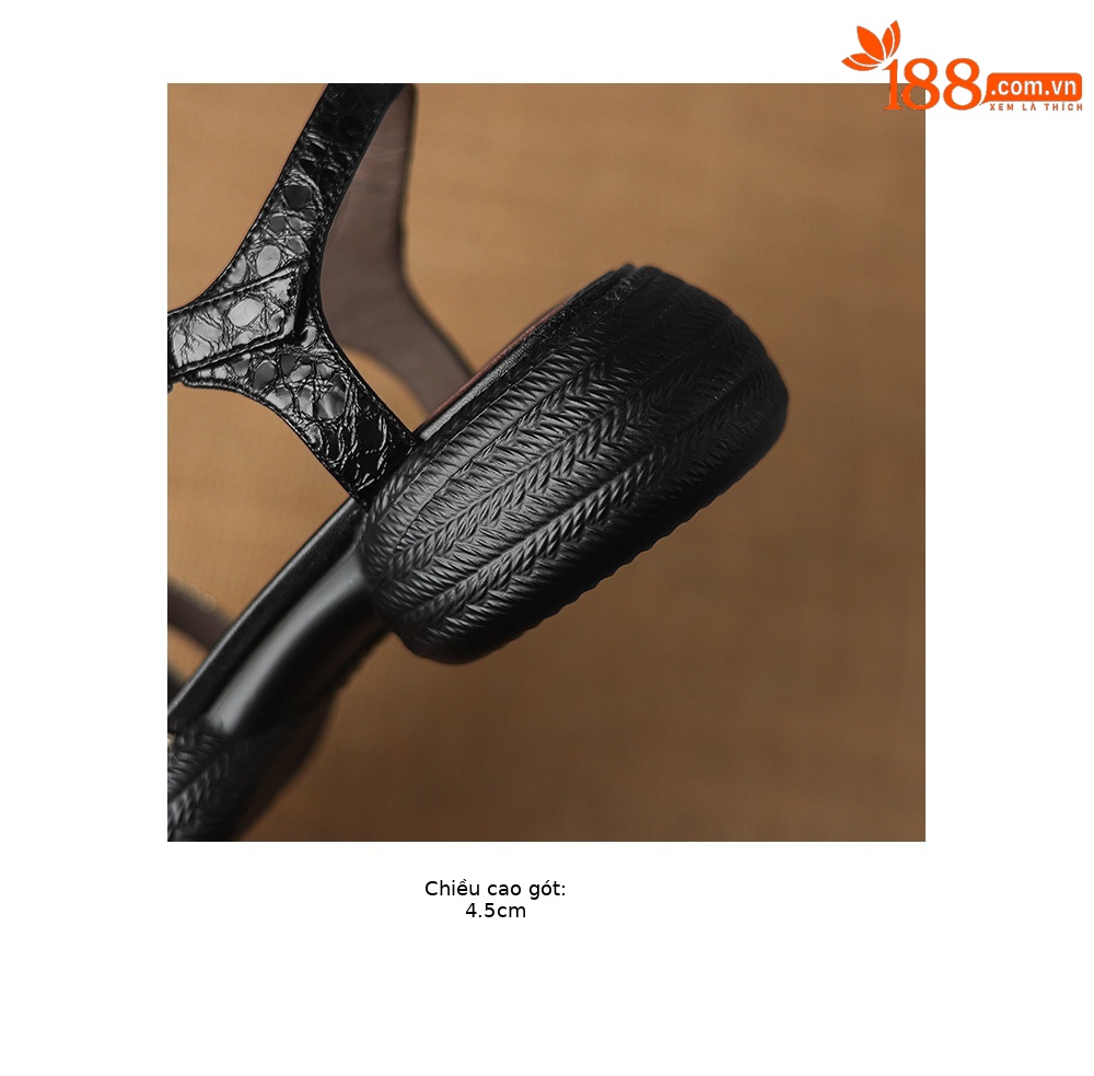Sandal nữ da cừu dệt màu phối mũi kín quai chữ T, đế dày 4 cm, phong cách La Mã — đen chi tiết 23