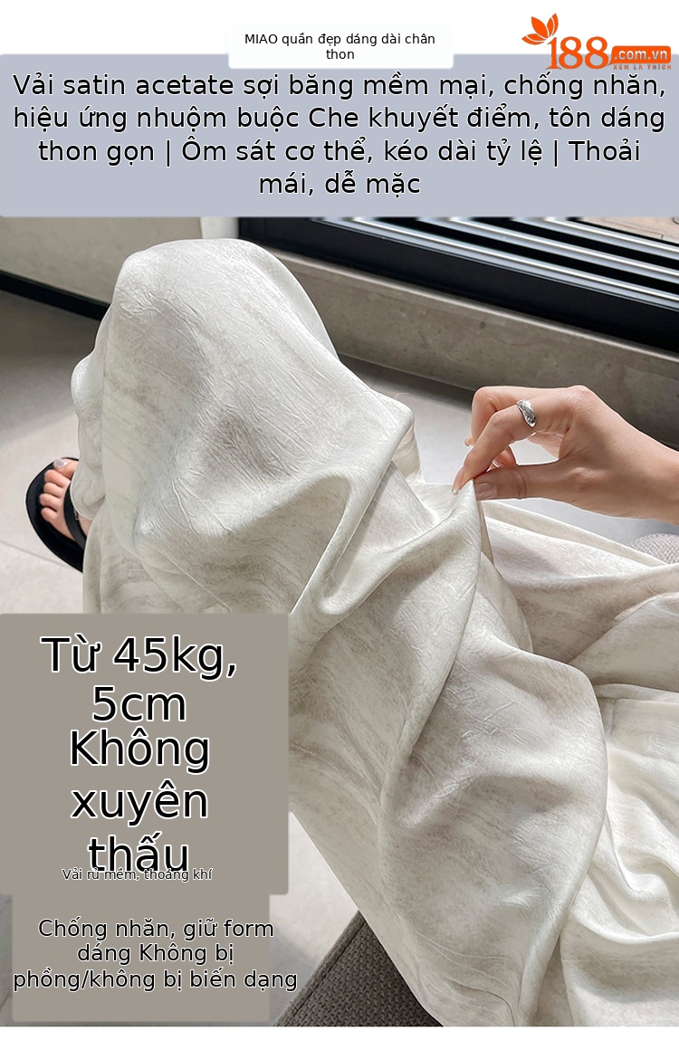 Quần culottes nữ ống rộng cạp cao chất liệu lụa mát mẻ, phong cách dáng suông dài chạm đất — Màu đen thông thường chi tiết 19