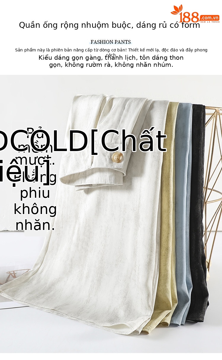 Quần culottes nữ ống rộng cạp cao chất liệu lụa mát mẻ, phong cách dáng suông dài chạm đất — Màu đen thông thường chi tiết 20