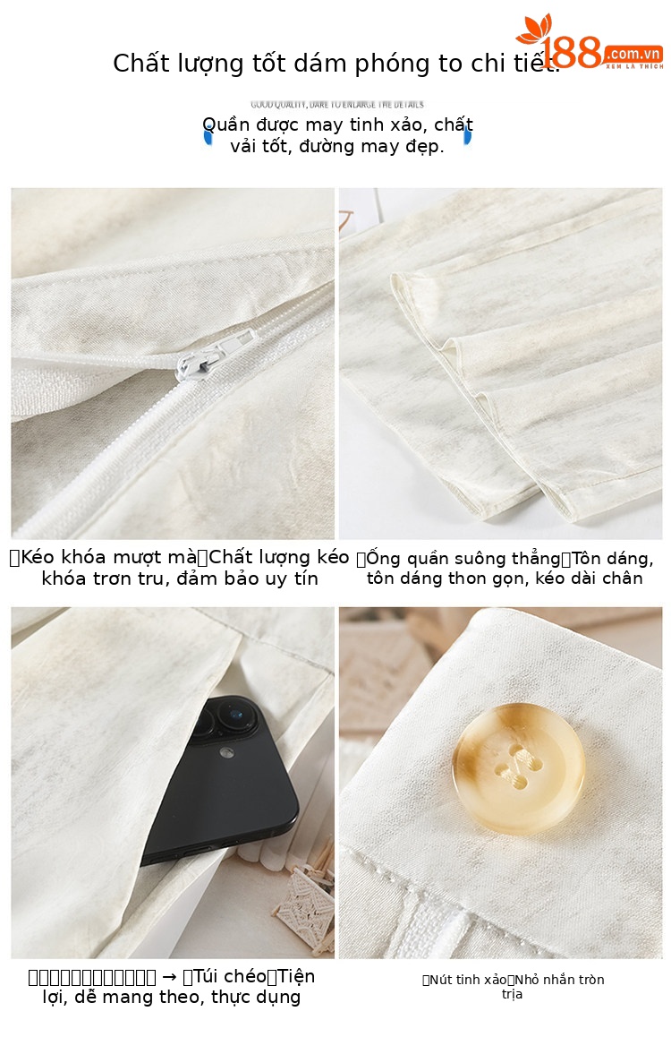 Quần culottes nữ ống rộng cạp cao chất liệu lụa mát mẻ, phong cách dáng suông dài chạm đất — Màu đen thông thường chi tiết 28