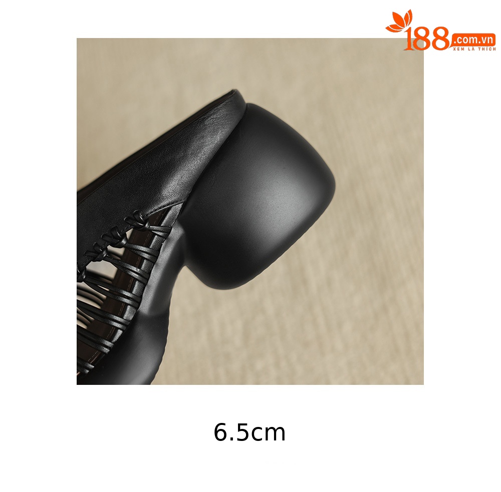 Sandal cao gót nữ mũi nhọn quai ngang phong cách cổ điển, gót 6 cm — đen chi tiết 28