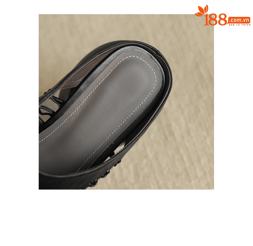 Sandal cao gót nữ mũi nhọn quai ngang phong cách cổ điển, gót 6 cm — đen chi tiết 30