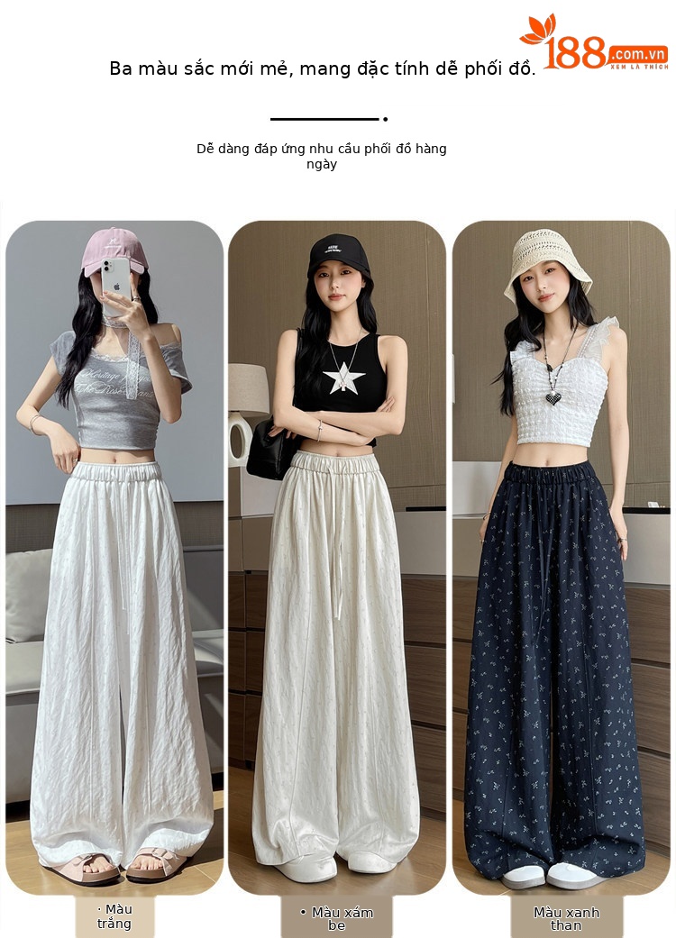 Quần culottes nữ ống rộng chất liệu lụa mỏng, phong cách cổ điển, dáng suông rủ — Phiên bản kéo dài của Rice Grey chi tiết 15