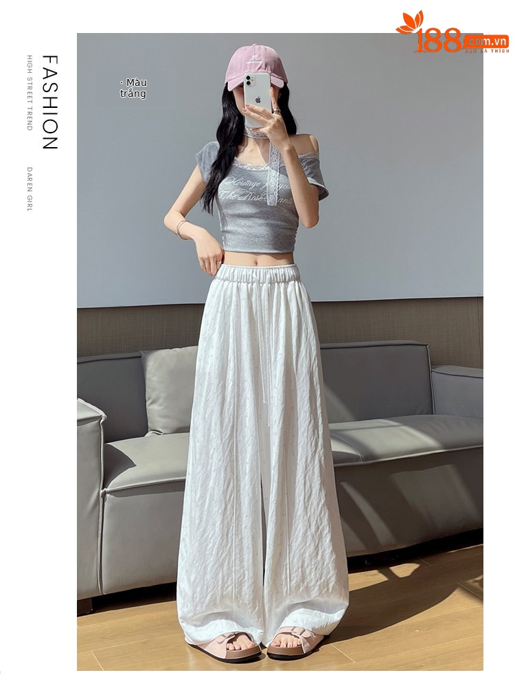 Quần culottes nữ ống rộng chất liệu lụa mỏng, phong cách cổ điển, dáng suông rủ — Phiên bản kéo dài của Rice Grey chi tiết 21