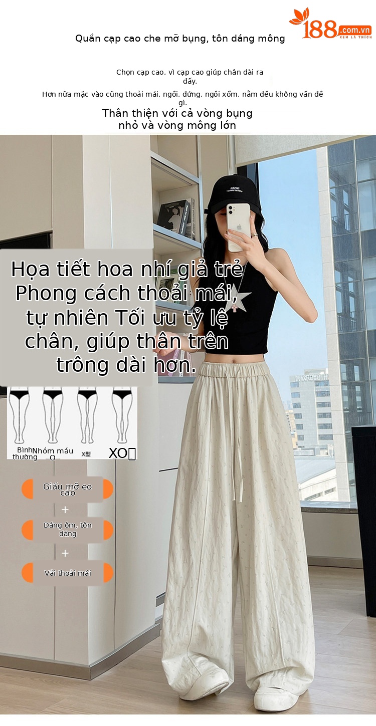 Quần culottes nữ ống rộng chất liệu lụa mỏng, phong cách cổ điển, dáng suông rủ — Phiên bản kéo dài của Rice Grey chi tiết 4
