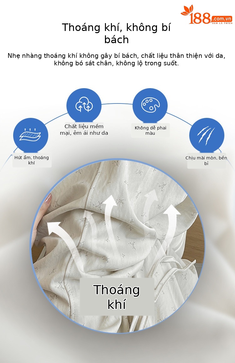 Quần culottes nữ ống rộng chất liệu lụa mỏng, phong cách cổ điển, dáng suông rủ — Phiên bản kéo dài của Rice Grey chi tiết 9