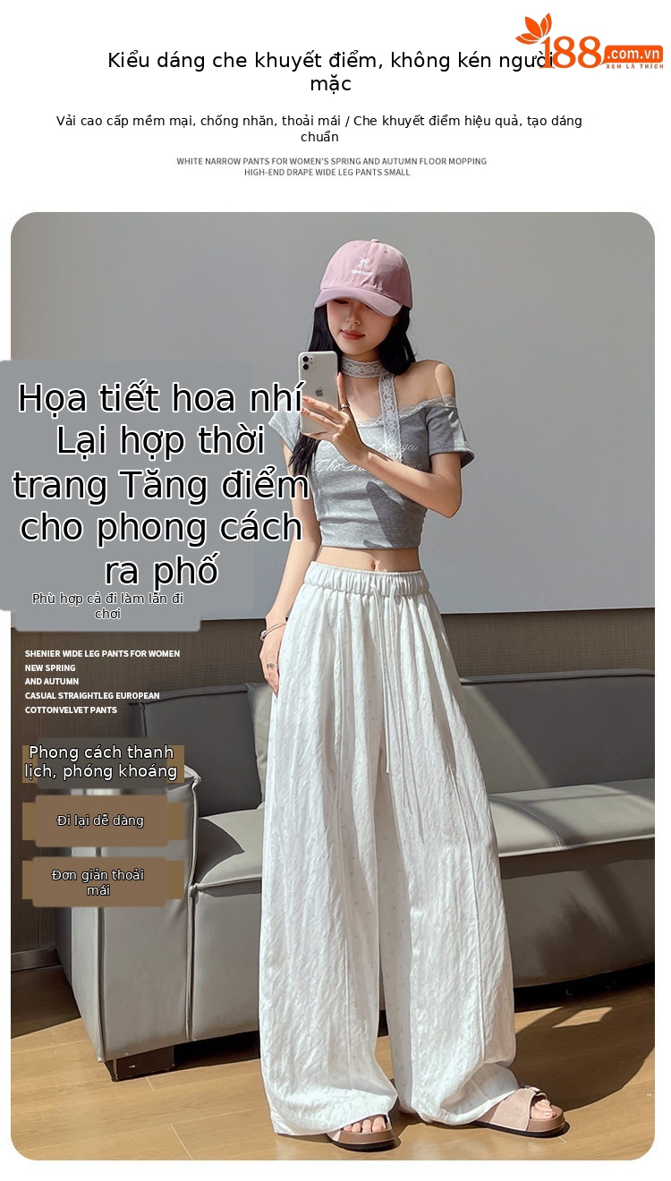 Quần culottes nữ ống rộng chất liệu lụa mỏng, phong cách cổ điển, dáng suông rủ — Phiên bản kéo dài của Rice Grey chi tiết 10