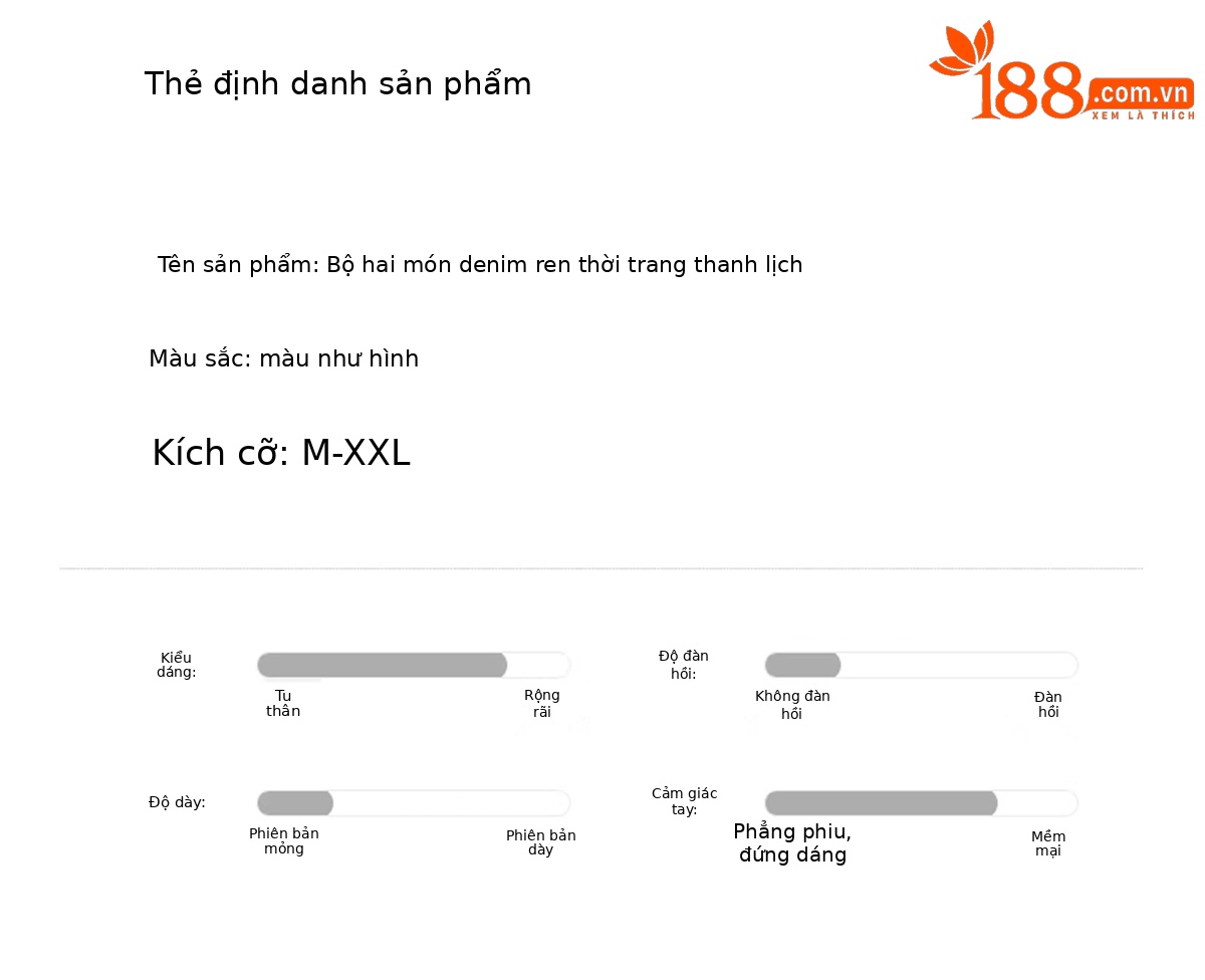 Bộ quần áo hai mảnh nữ ren kết hợp áo jean và quần ống đứng mùa hè 2026 — Màu ảnh chi tiết 14