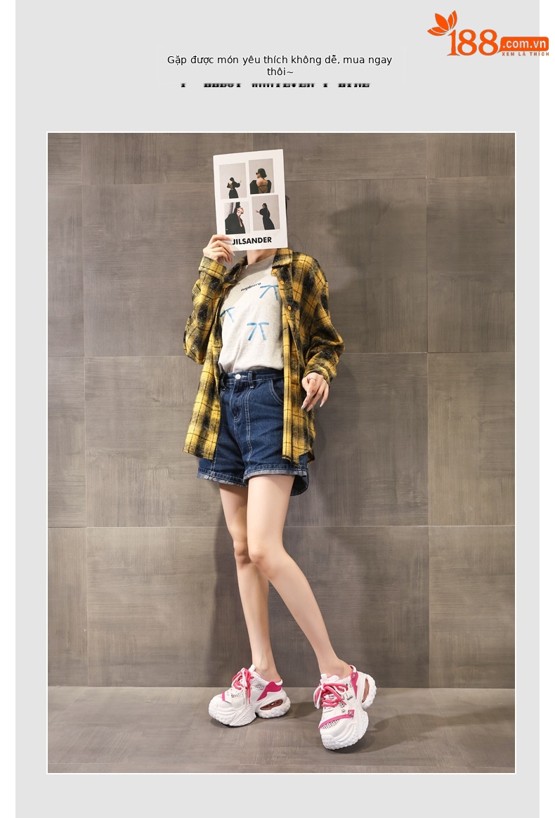 Giày sneaker nữ đế dày lưới thoáng khí phong cách daddy — Trắng Đỏ, xám xanh, màu xanh huỳnh quang chi tiết 5