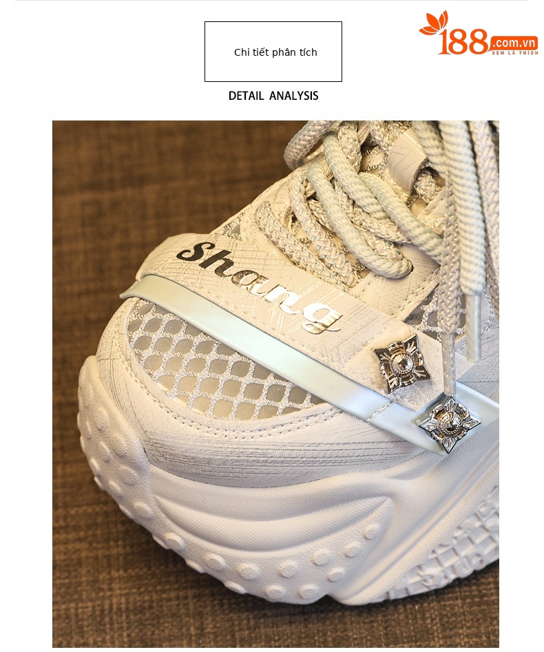 Giày sneaker nữ đế dày lưới thoáng khí phong cách daddy — Trắng Đỏ, xám xanh, màu xanh huỳnh quang chi tiết 6