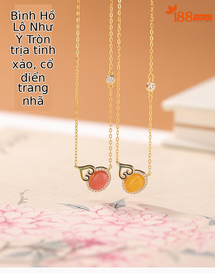 Mặt dây chuyền bạc S925 mạ vàng hồ ly mã não mật sáp phong cách Trung Quốc cổ điển — Mật ong sáp chi tiết 1