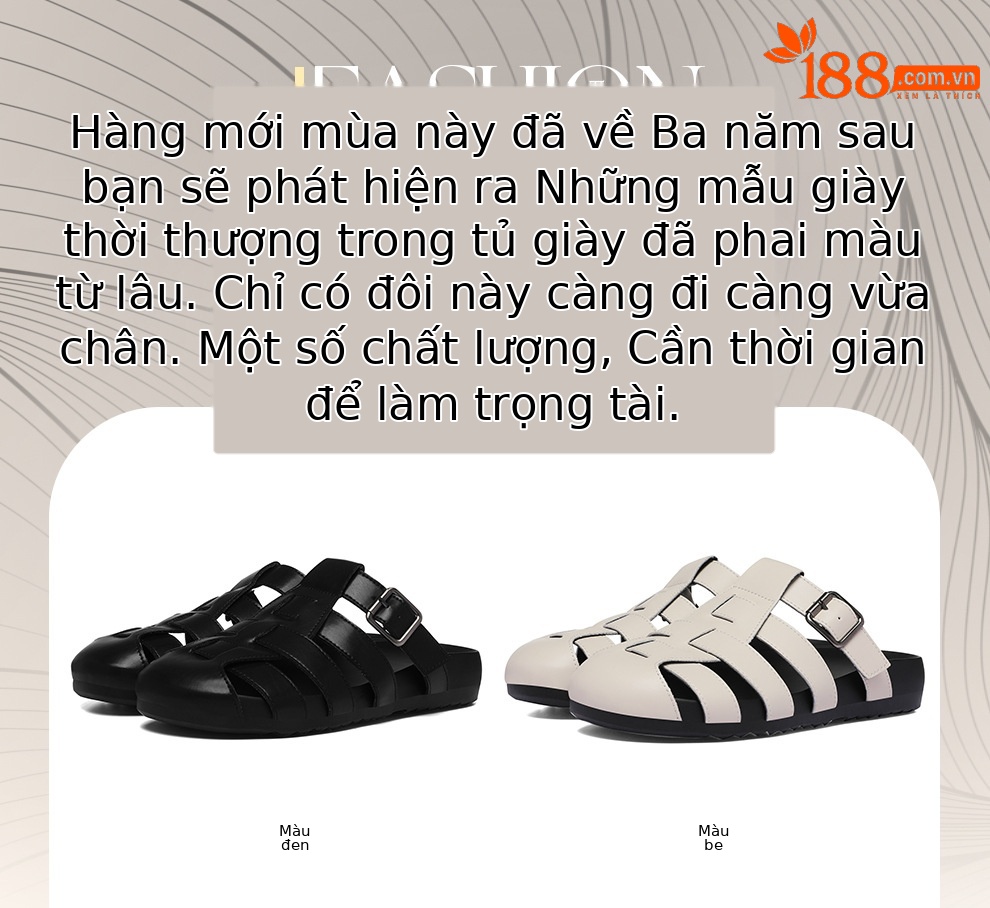 Sandal nữ quai chữ V bít mũi phong cách Roman thoáng khí — 6160 Da đen, 6160 Màu be chi tiết 1