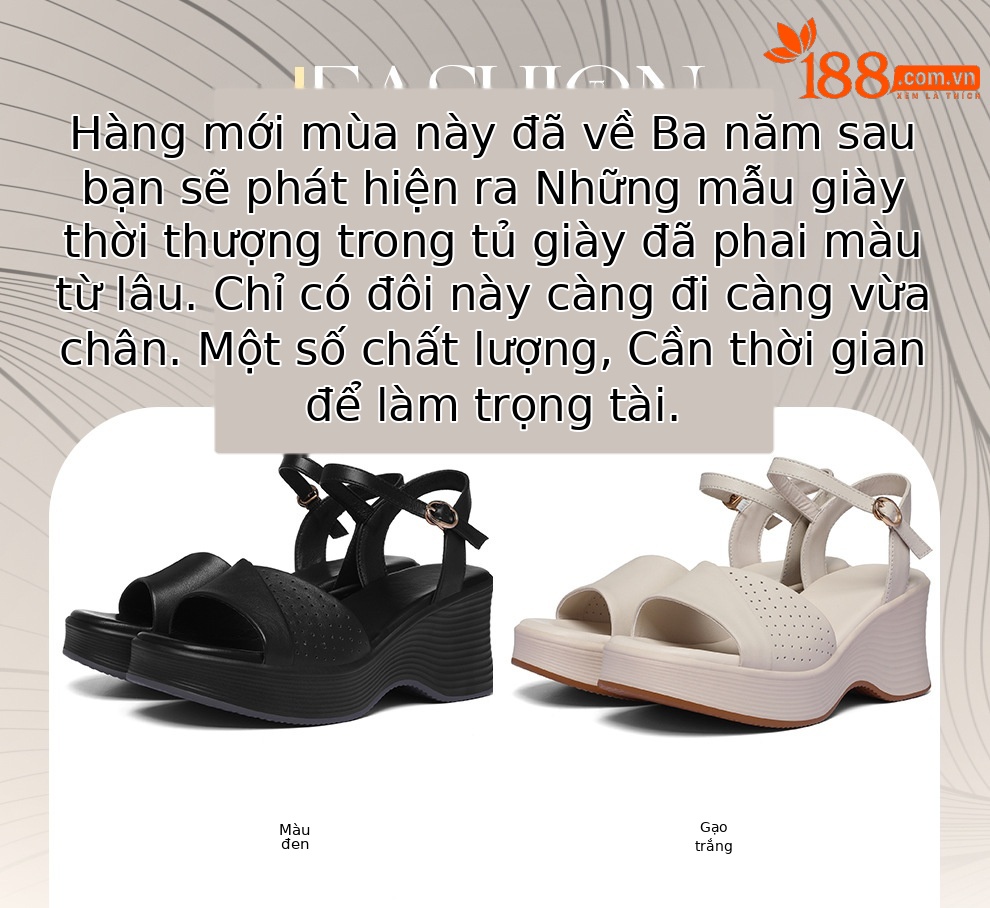 Sandal nữ đế tăng chiều cao 2026 mới nhất, chống trượt thoáng khí, phong cách thời trang đa năng — 6156 Da đen, 6156 Trắng chi tiết 1