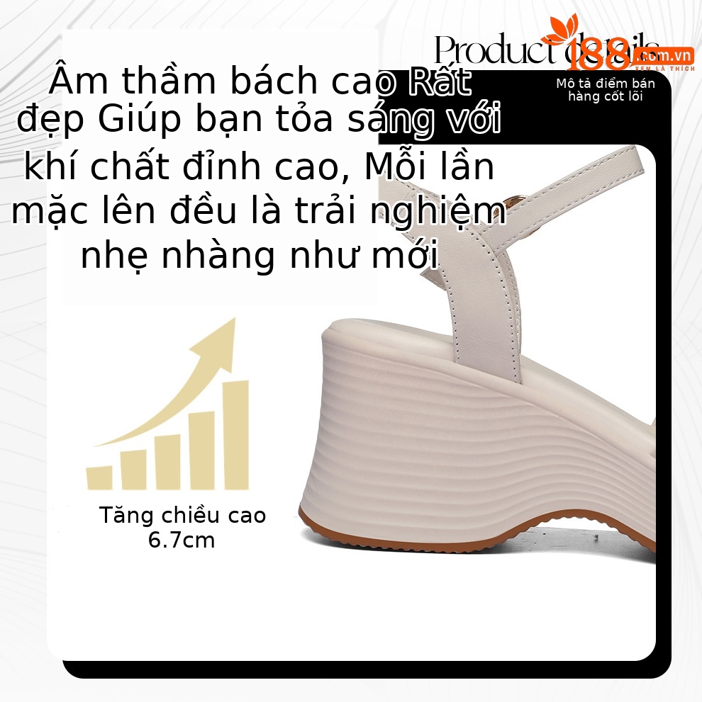 Sandal nữ đế tăng chiều cao 2026 mới nhất, chống trượt thoáng khí, phong cách thời trang đa năng — 6156 Da đen, 6156 Trắng chi tiết 3