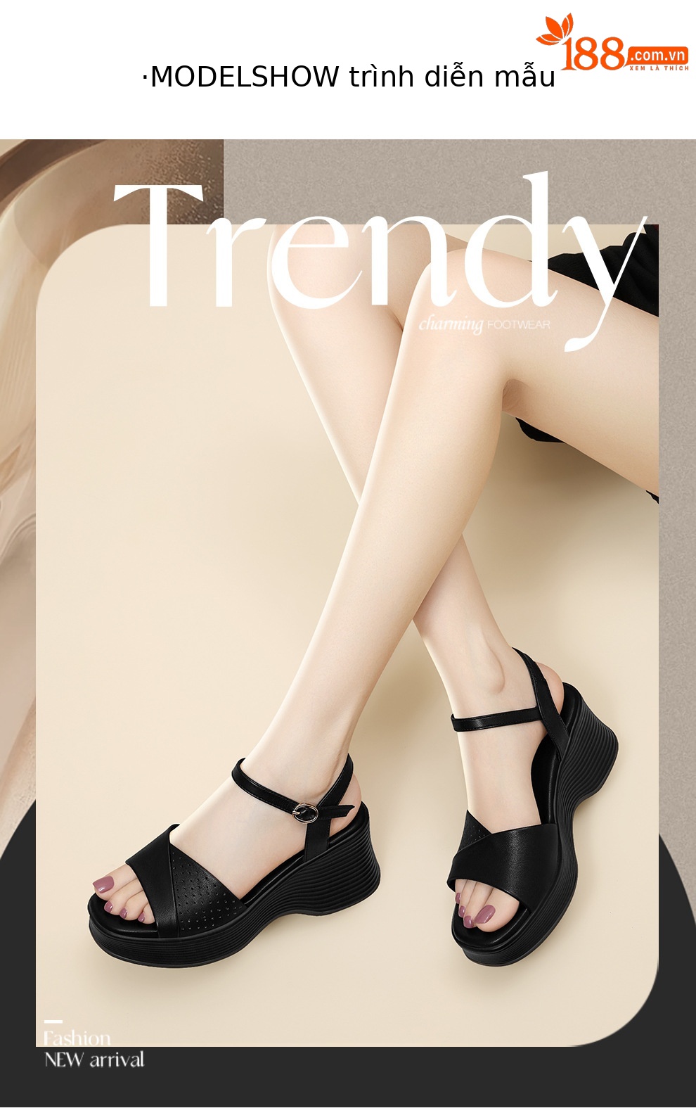Sandal nữ đế tăng chiều cao 2026 mới nhất, chống trượt thoáng khí, phong cách thời trang đa năng — 6156 Da đen, 6156 Trắng chi tiết 4