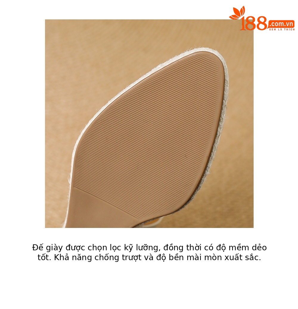 Sandal cao gót nữ hở mũi đế xuồng đan rơm, quai chữ T kiểu La Mã, gót 7.5 cm — màu trắng ngà, bạc chi tiết 19