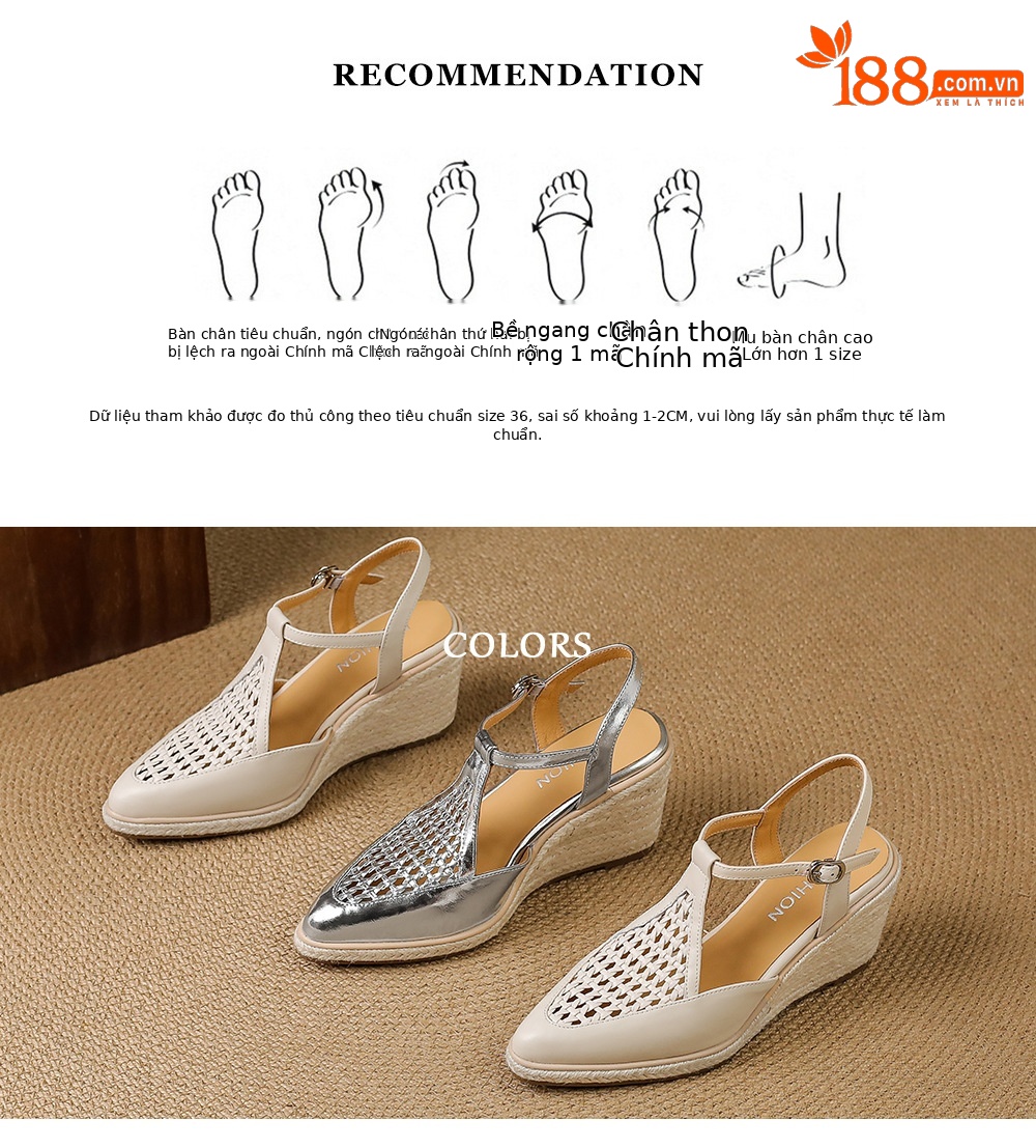 Sandal cao gót nữ hở mũi đế xuồng đan rơm, quai chữ T kiểu La Mã, gót 7.5 cm — màu trắng ngà, bạc chi tiết 3