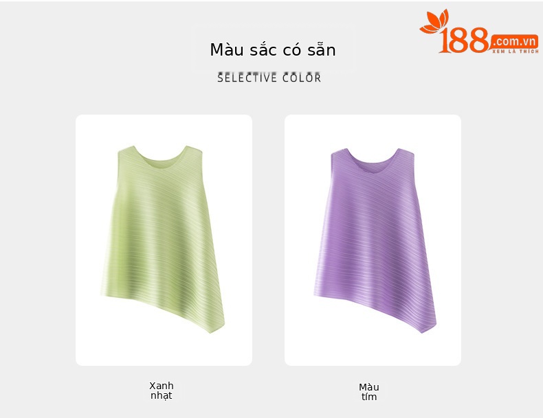 Áo thun nữ cổ tròn tay ngắn phong cách đơn giản, kiểu dáng xếp ly không đối xứng, chất liệu mềm mại co giãn — màu thiên thanh chi tiết 2